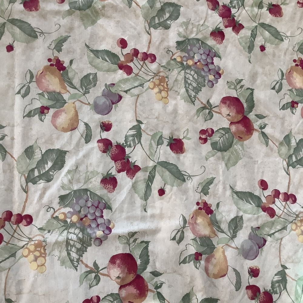 Vintage custom-made drapes Two panels 38x84 Fruit 1990